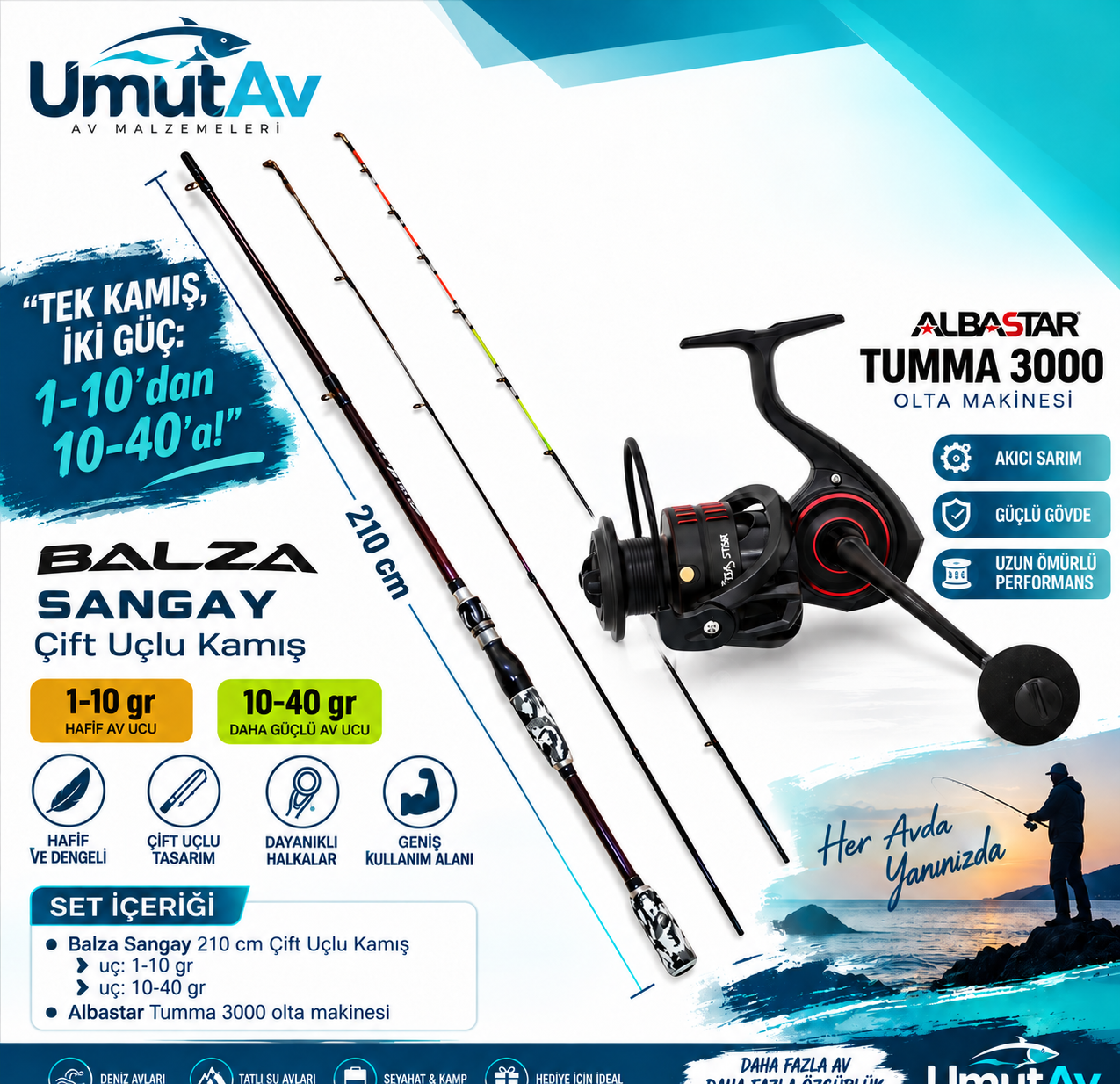 Balza Sangay Çift Uçlu Spin Seti | Albastar Tumma 3000