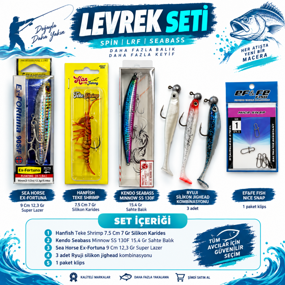 Levrek Sahte Yem Seti | Hanfish Teke Shrimp & Kendo Seabass