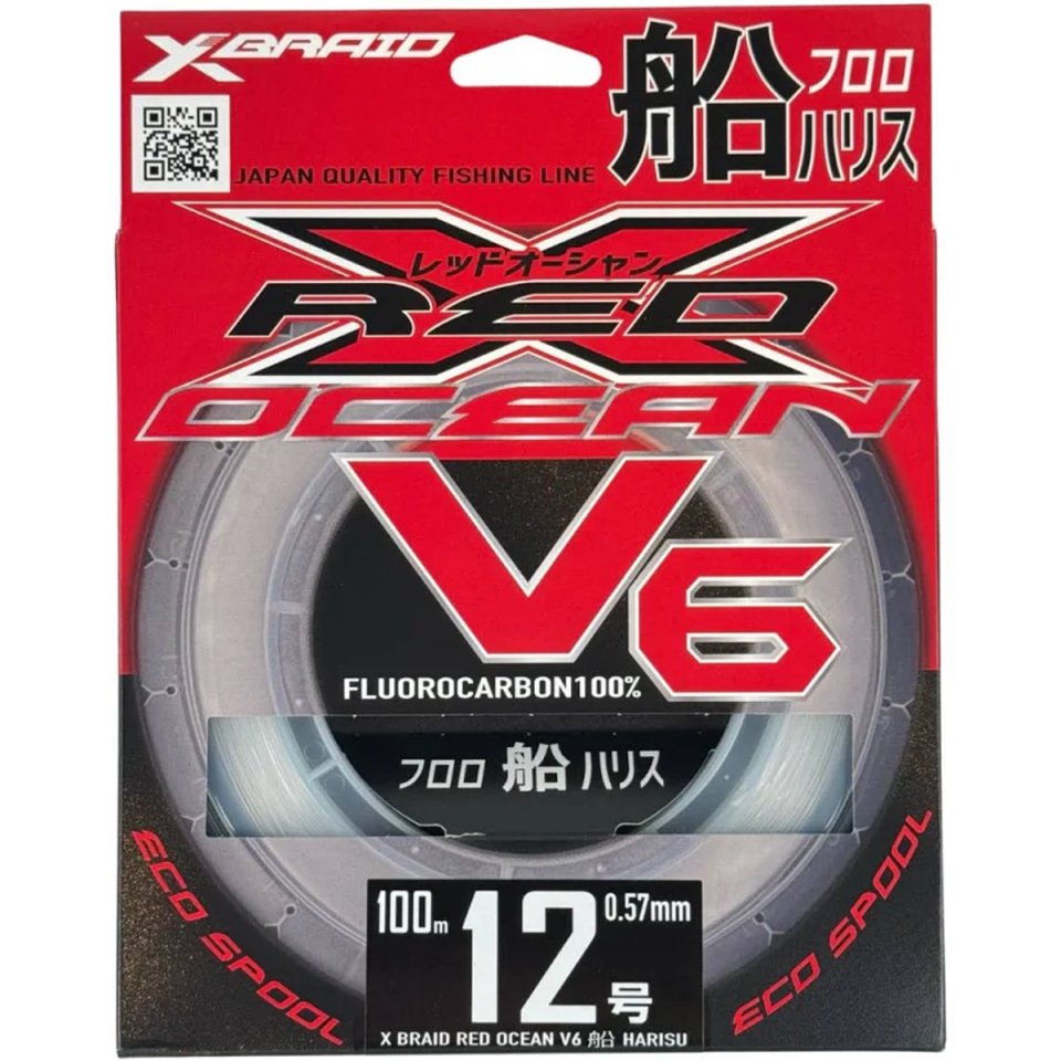 YGK X059 Red Ocean V6 FC 100m Fluorocarbon Misina | Güçlü Lider Misina