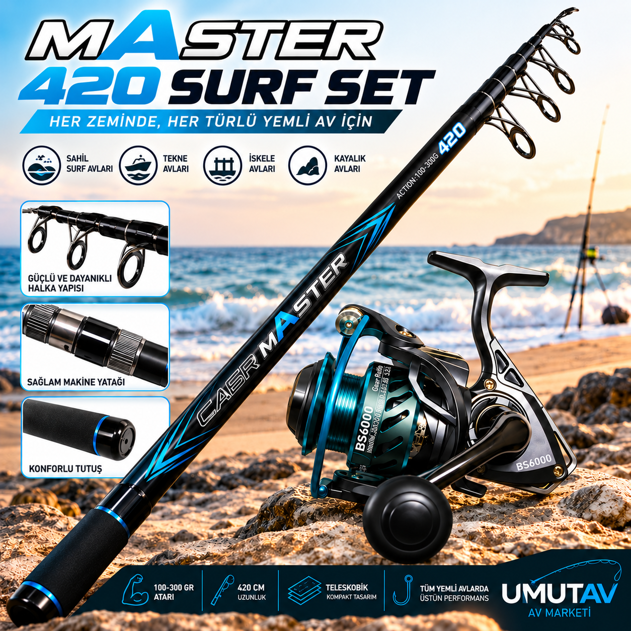 Master Full Karbon 100-300 Gr  420cm  & Balza BS 10+1 Surf  Seti