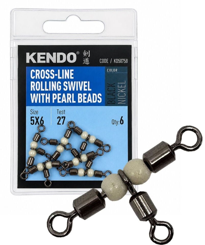 Kendo Cross-Line Rolling Swivel with Pearl Beads Fırdöndü