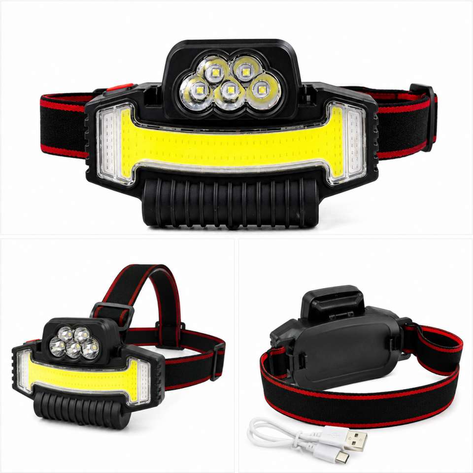 W685-5 Çok İşlevli LED+COB Kafa Feneri | Type-C Şarjlı Balıkçı Farı
